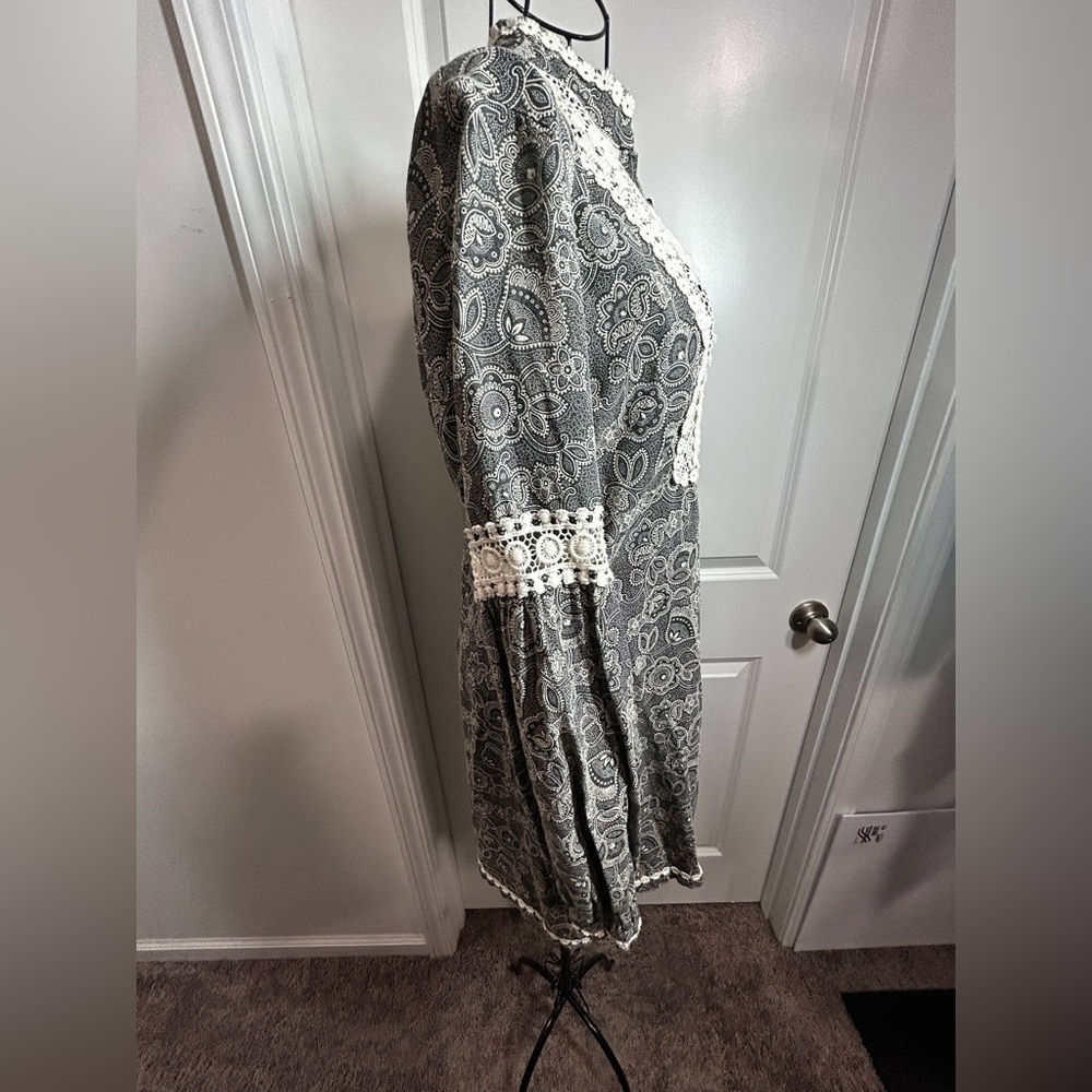 Free People Floral Long Sleeve Dress with Lace - Picture 3 of 4